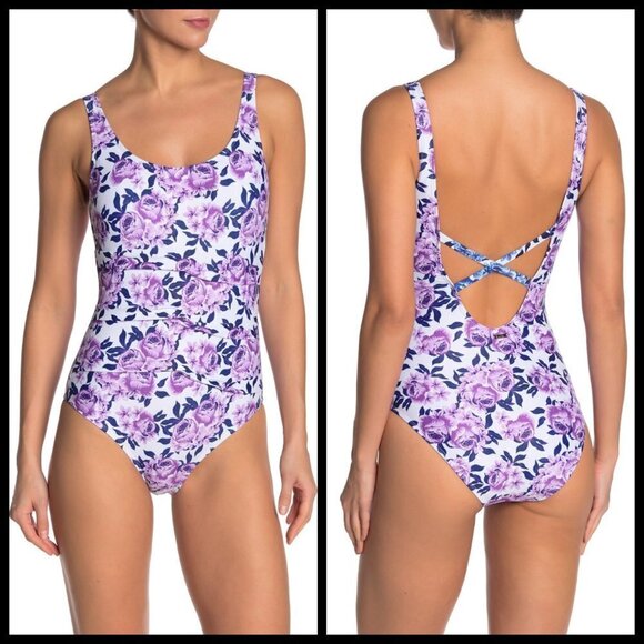 💕NICOLE MILLER💕 Pintuck Pleat One-Piece Swimsuit - Picture 1 of 10
